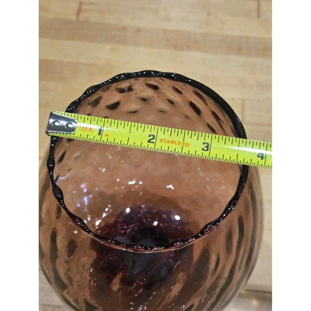 Vintage MCM Empoli Italian Amethyst Optic Glass Brandy Snifter Vase